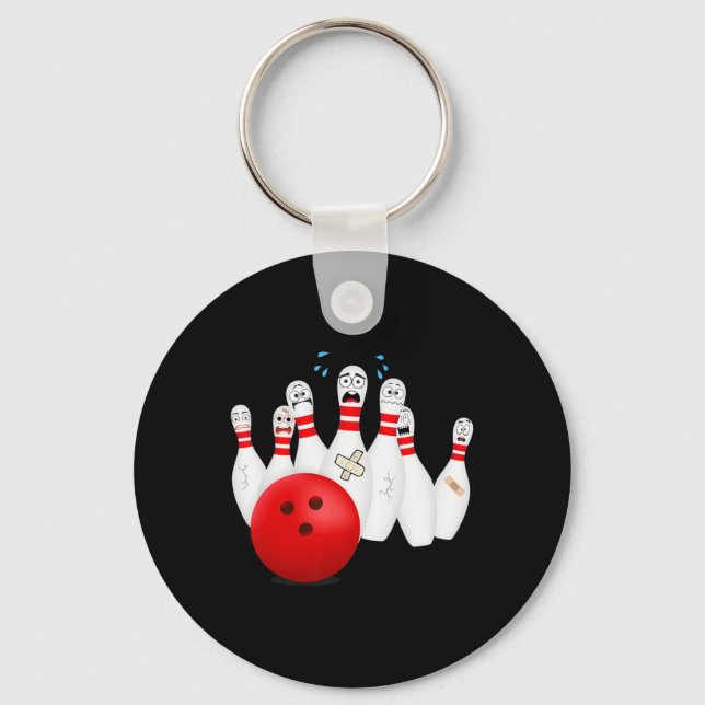 Beängstigende Bowling Buttone. Funny Bowling Gift Schlüsselanhänger (Vorderseite)