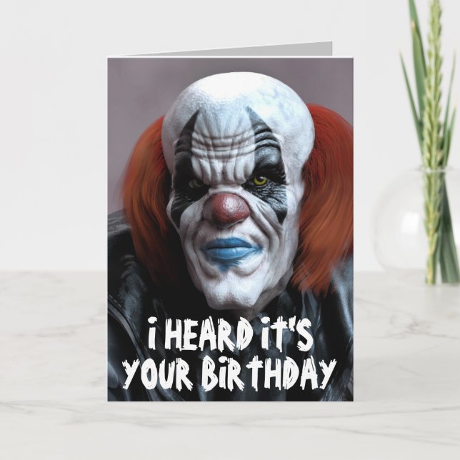 BEÄNGSTIGENDE CLOWFUNNY BIRTHDAY SNUGGLE Grußkarte Karte (Vorderseite)