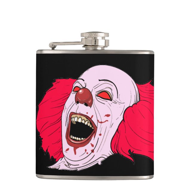 Beängstigende Clown Flasche Flachmann (Vorderseite)