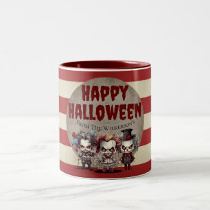 Beängstigende Clowns, griechischer Halloween-Karne Zweifarbige Tasse