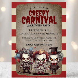Beängstigende Clowns Halloween-Party Einladung