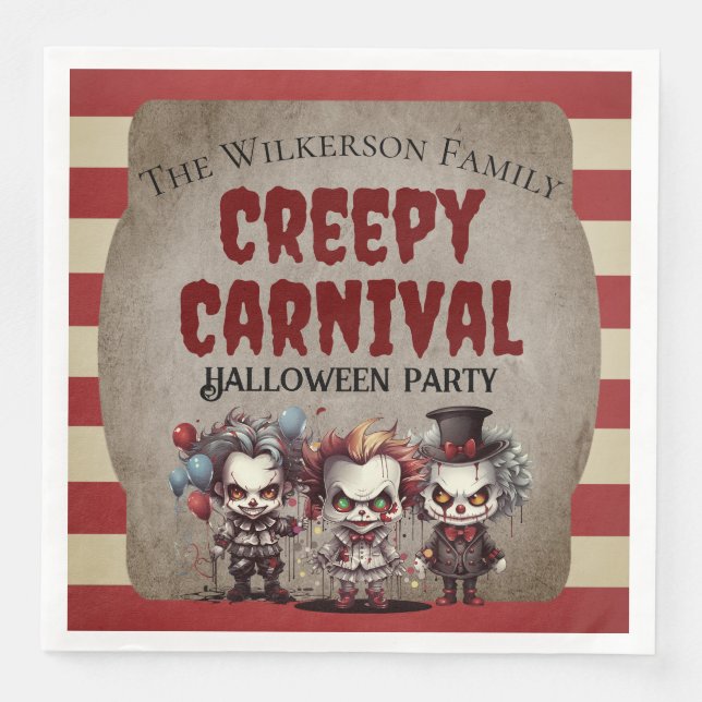 Beängstigende Clowns Halloween-Party Serviette (Vorderseite)