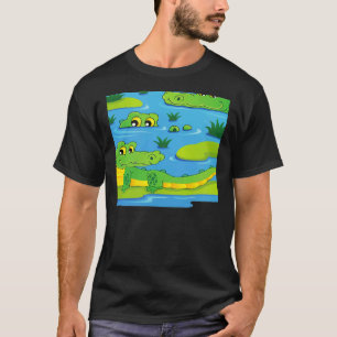 Beängstigende Coole Grüne Alligatoren Krokodile Wi T-Shirt
