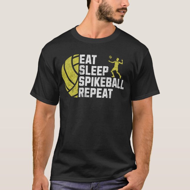 Beängstigende Eat Sleep Spikeball wiederholen T-Shirt (Vorderseite)
