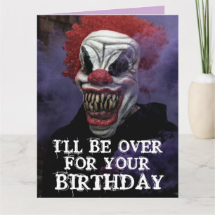 BEÄNGSTIGENDE EVIL CLOWN BIRTHDAY SNUGGLE Grußkart Karte