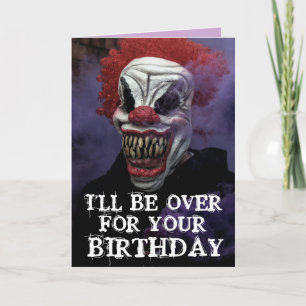 BEÄNGSTIGENDE EVIL CLOWN BIRTHDAY SNUGGLE Grußkart Karte