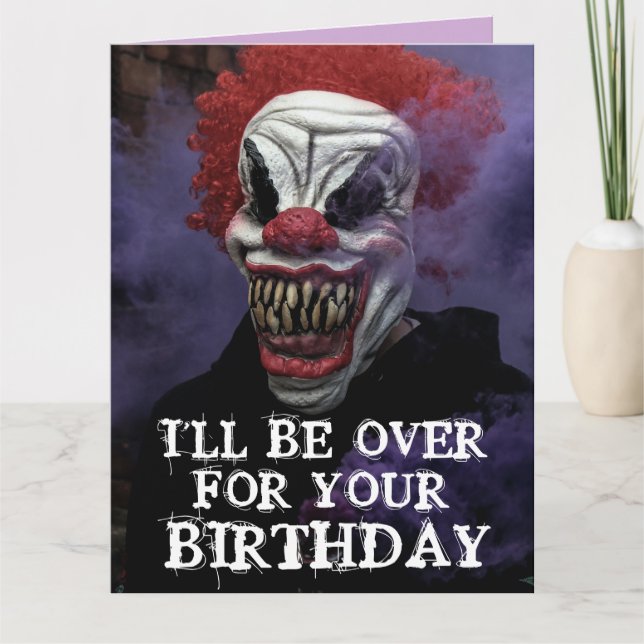 BEÄNGSTIGENDE EVIL CLOWN BIRTHDAY SNUGGLE Grußkart Karte (Vorderseite)