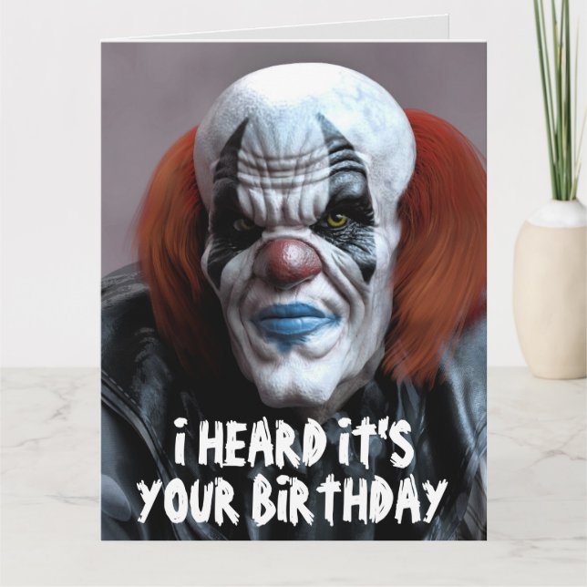 BEÄNGSTIGENDE EVIL CLOWN FUNNY BIG BIRTHDAY CARD KARTE (Vorderseite)