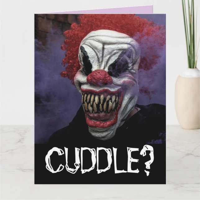 BEÄNGSTIGENDE EVIL CLOWN GEBURTSTAG FUNNY CUDDLE?  KARTE (Vorderseite)