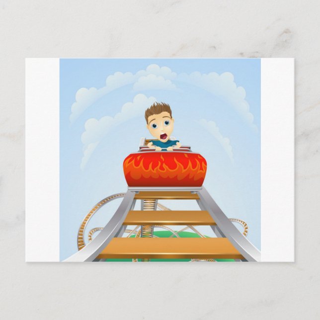 Beängstigende Fahrt mit Achterbahn Postkarte (Vorderseite)