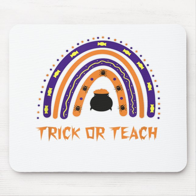 Beängstigende Farbenfrohe Rainbow Halloween Lehrer Mousepad (Vorne)