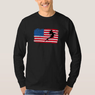 Beängstigende Flagge 4. Juli Patriotischer Hai Ame T-Shirt