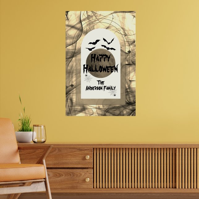 Beängstigende Fledermaus Web Vollmond glückliches  Poster (Wohnzimmer 2)