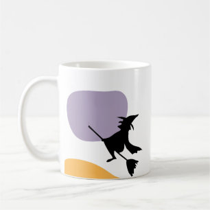 Beängstigende FliegenHexe auf Besenstiel Halloween Kaffeetasse