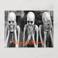 Beängstigende Funny Skeletts Halloween Postkarte