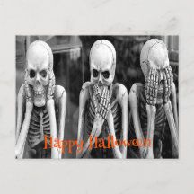 Beängstigende Funny Skeletts Halloween Postkarte