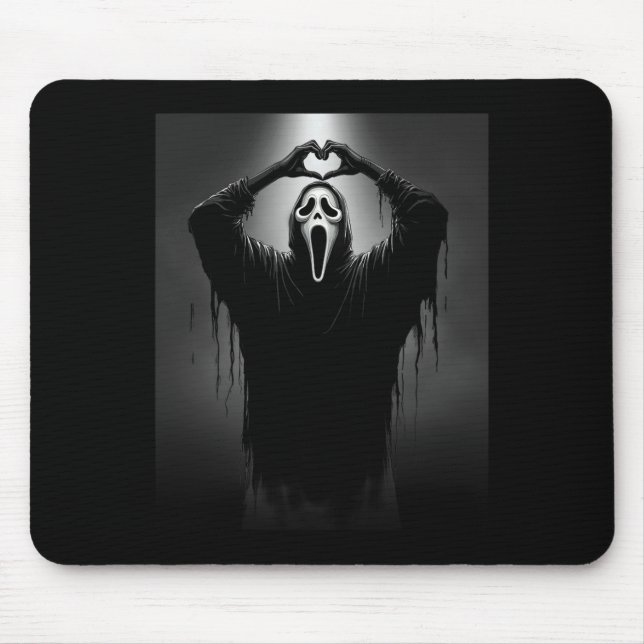 Beängstigende Gesichtshaut Horror Ghost Herz Hände Mousepad (Vorne)