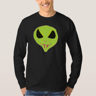 Beängstigende grüne Alien Gesicht Fangzähne Shirts