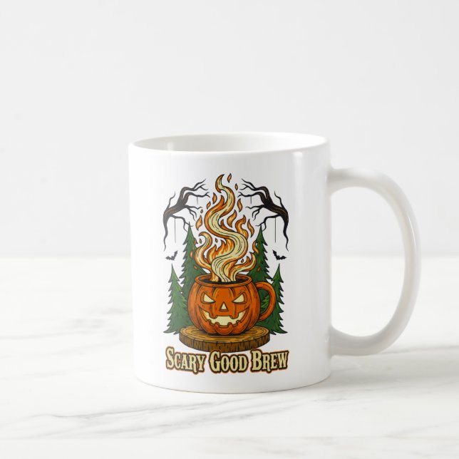 Beängstigende gute Brew Pumpkin-Kaffeehauskunst Kaffeetasse (Rechts)
