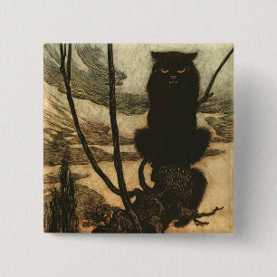 Beängstigende Halloween Black Cat Vintag Rackham Button