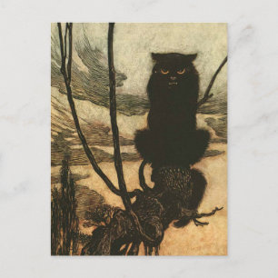 Beängstigende Halloween Black Cat Vintag Rackham Postkarte