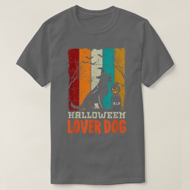 Beängstigende Halloween-Designliebhaberin und Hünd T-Shirt (Design vorne)