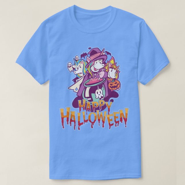 Beängstigende Halloween-Einhörner gestalten T-Shi- T-Shirt (Design vorne)