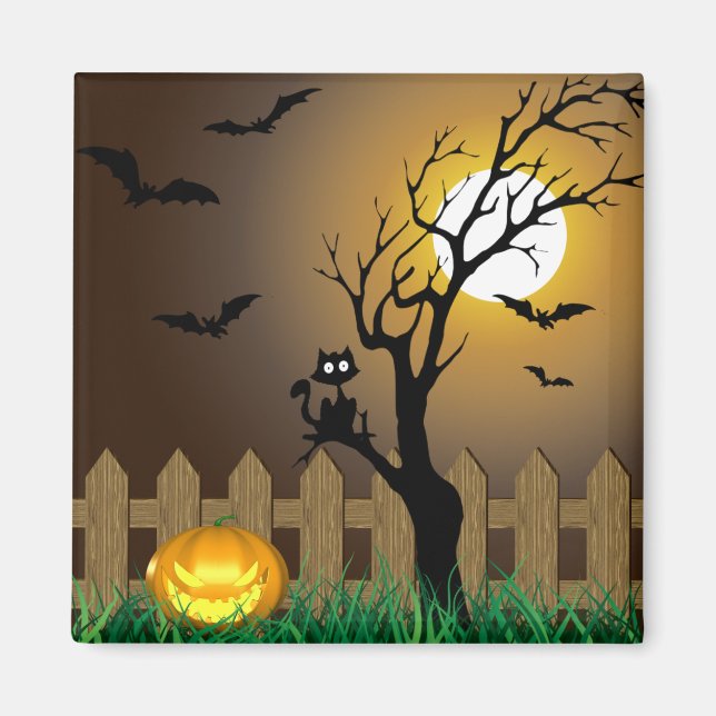 Beängstigende Halloween-Gartenlandschaft Magnet (Vorne)