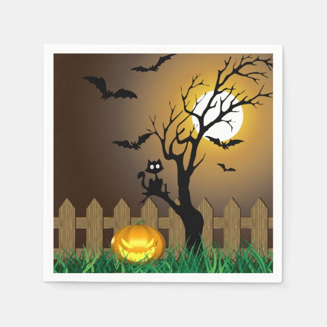 Beängstigende Halloween-Gartenlandschaft Serviette (Vorderseite)