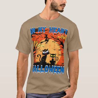 Beängstigende Halloween-Herzdesign Besen T - Shirt
