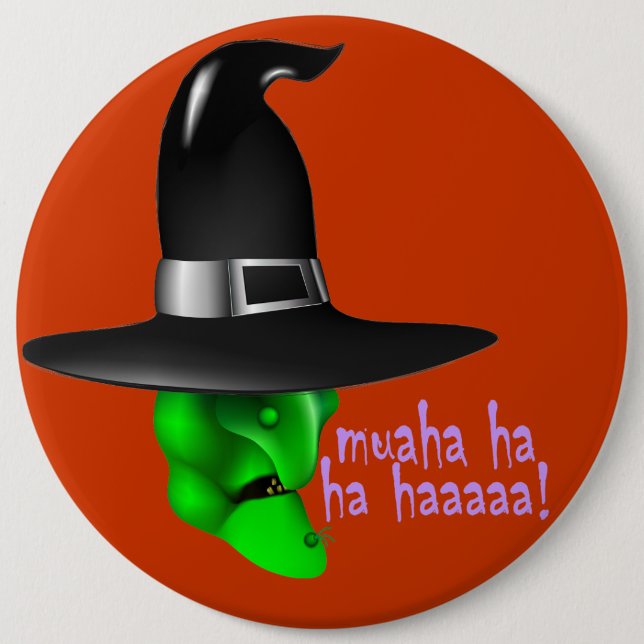 Beängstigende Halloween-Hexe Button (Vorderseite)