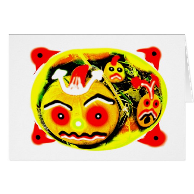 Beängstigende Halloween-Kürbiskarte (Vorderseite (Horizontal))