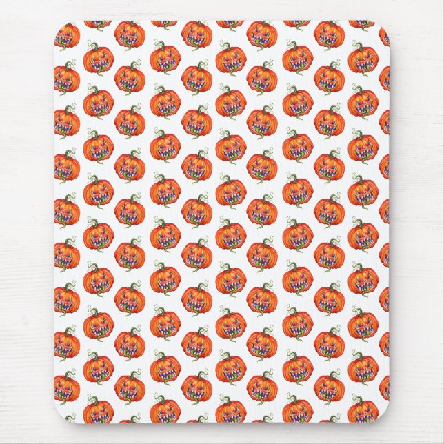 Beängstigende Halloween-Kürbiskugel Mousepad (Vorne)