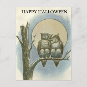 Beängstigende Halloween-Nacht mit Hexe Postkarte