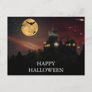 Beängstigende Halloween-Nacht mit Owls-Postkarte Postkarte