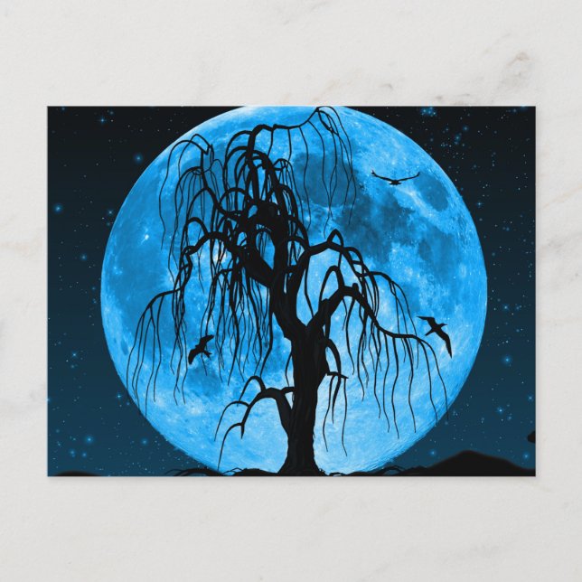 Beängstigende Halloween-Nacht mit Raven Crow Postc Postkarte (Vorderseite)