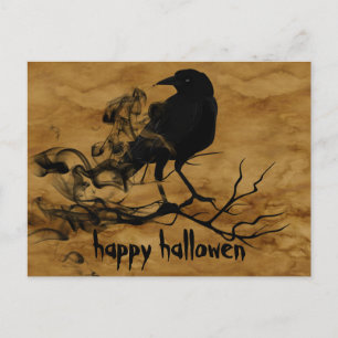 Beängstigende Halloween-Nacht mit Raven Crow Postkarte