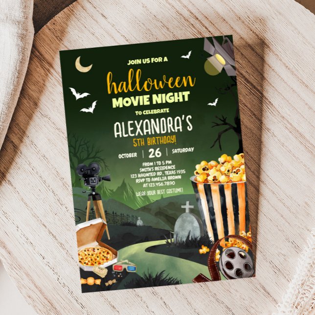 Beängstigende Halloween-Party Movie Night Geburtst Einladung (Scary Halloween Party Horror Movie Night Party Invitation)