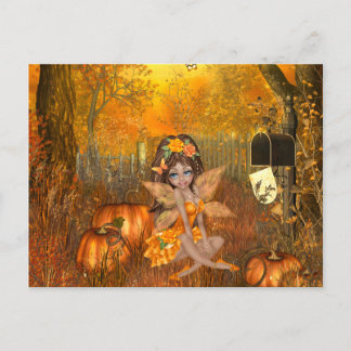 Beängstigende Halloween-Postkarte mit Holzlandeich Postkarte
