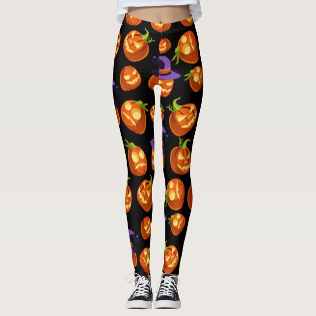 Beängstigende Halloween Pumpkins Leggings (Vorderseite)