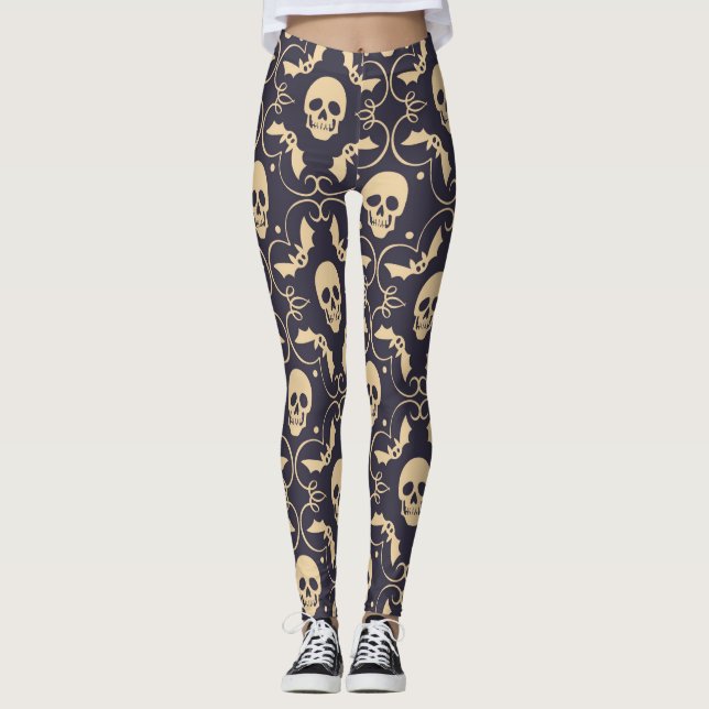 Beängstigende Halloween Skulls Muster Leggings (Vorderseite)