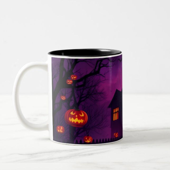 Beängstigende Halloween-Tasse - Spuk Haus mit Pump Zweifarbige Tasse (Links)