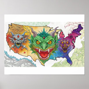 Beängstigende Halloween-USA-Karte Poster