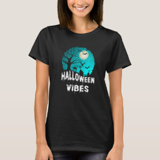 Beängstigende Halloween Vibes Broom Graveyard Cat T-Shirt