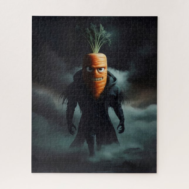 Beängstigende Halloweenkarotte. Puzzle (Vertikal)