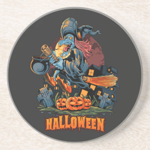 Beängstigende Hexe auf einem Zimmer Getränkeuntersetzer