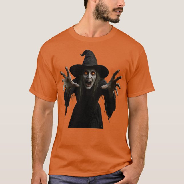 Beängstigende Hexe Halloween T-Shirt (Vorderseite)