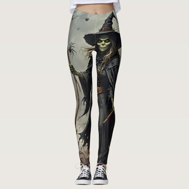 Beängstigende Hexen und Spinnen Leggings (Vorderseite)