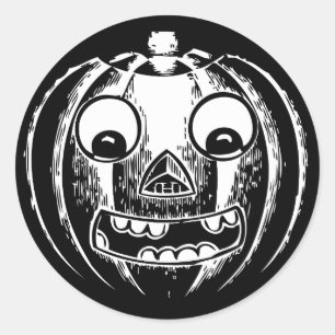 Beängstigende Jack-o-Lantern-Schwarz-Rundkleber Runder Aufkleber