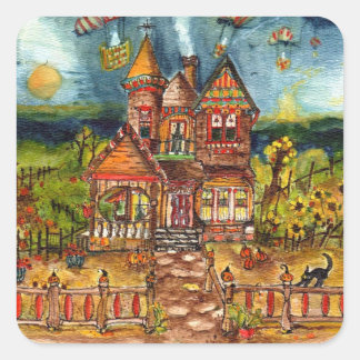 Beängstigende Katze Quadratischer Aufkleber